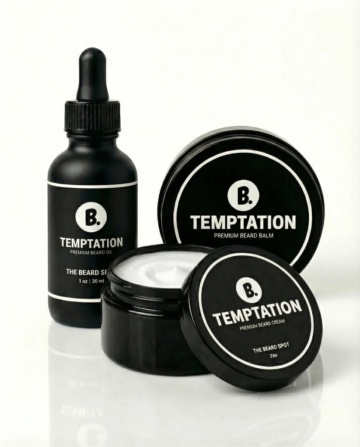 Temptation beard oil, balm, and cream bundle by The Beard Spot