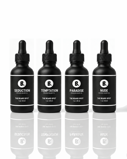 four black beard oil bottle