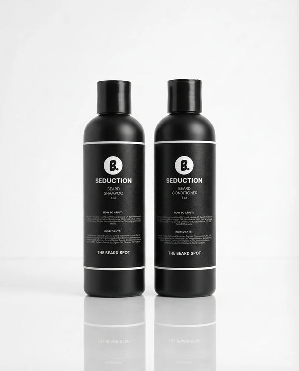 Seduction beard wash shampoo and conditioner set for men