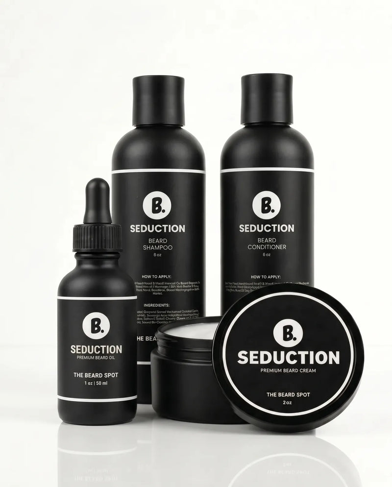 Seduction First Impression Beard Care Kit with beard oil, cream, and wash by The Beard Spot