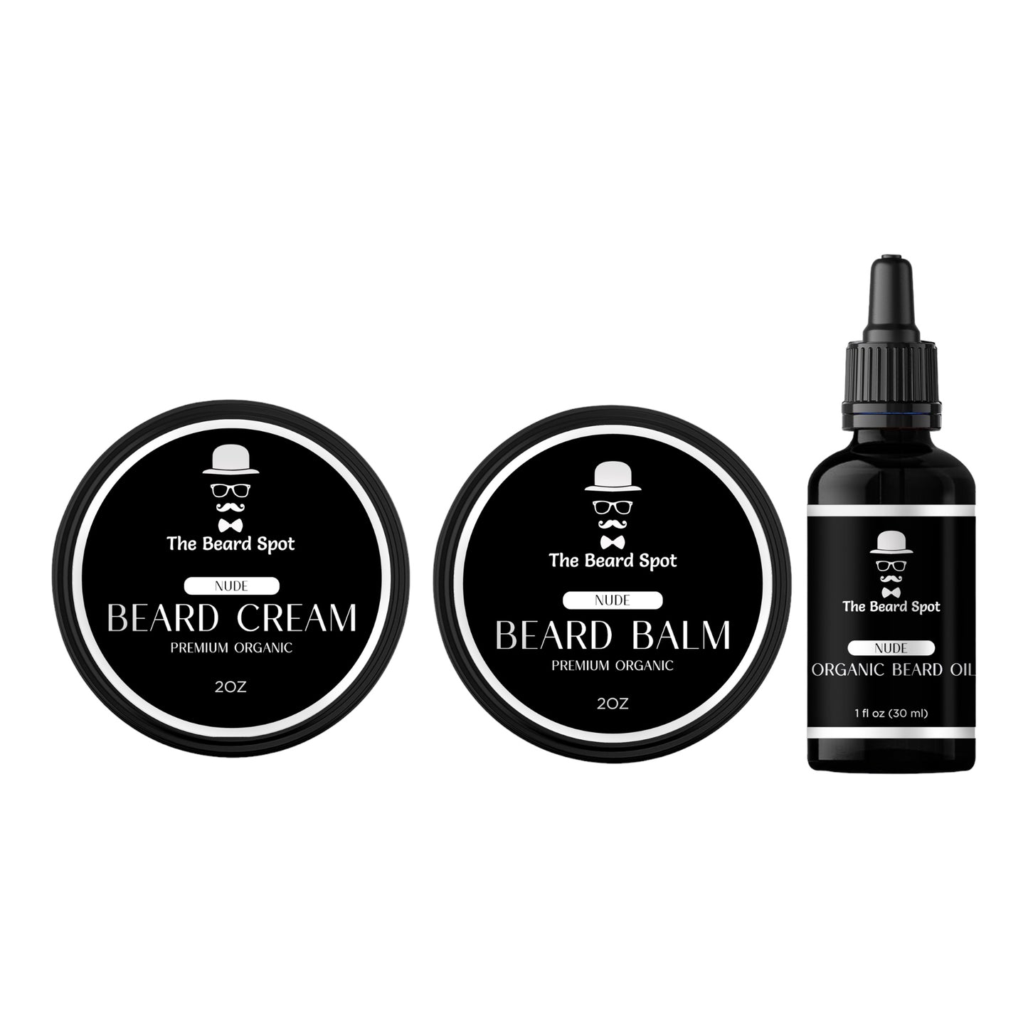 nude Beard Oil  Balm & Cream Bundle